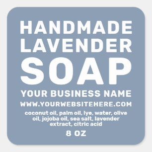 Moderne, handgefertigte Lavendel Soap Denim Blue Quadratischer Aufkleber