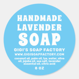 Moderne, handgefertigte Lavendel Soap Sky Blue Runder Aufkleber