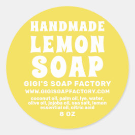 Moderne, handgefertigte Lemon-Seife zur Illuminier Runder Aufkleber