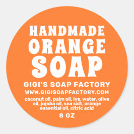 Moderne, handgefertigte Orangenseife Runder Aufkleber