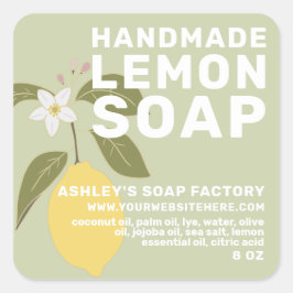 Moderne handgefertigte Zitronenseife Botanischer G Quadratischer Aufkleber