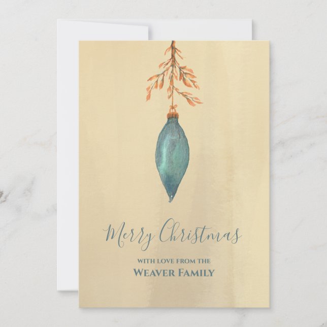 Moderne handgemalte Wasserfarbe Türkis Weihnachten (Vorderseite)