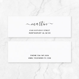 Moderne handgeschriebene Bezeichnung & Rücksendead Mini Visitenkarte