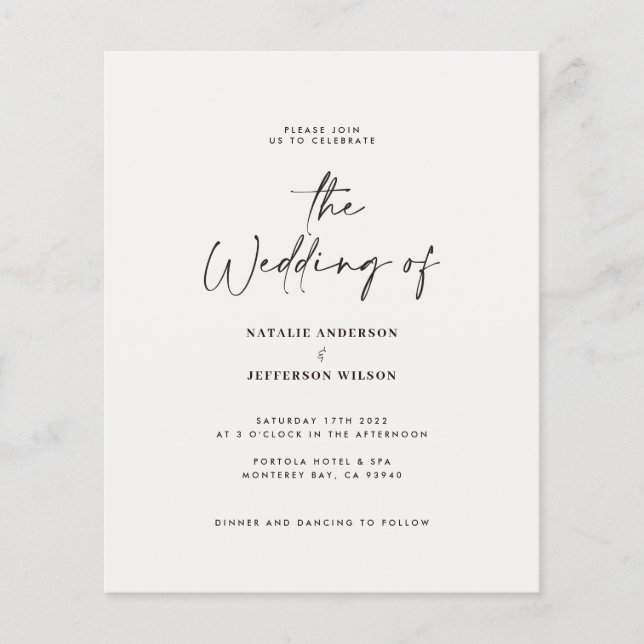 Moderne handgeschriebene Einladung zur Hochzeit Flyer (Vorne)