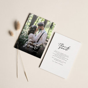 Moderne handgeschriebene Foto Hochzeit Vielen Dank Mitteilungskarte