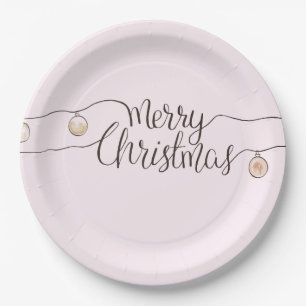 Moderne handgeschriebene frohe Weihnachtszeit Pappteller