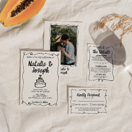 Moderne handgeschriebene, Gezeichnet Cake Retro Ra Einladung