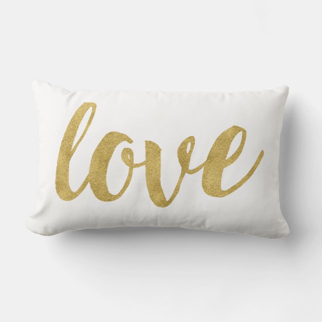 Moderne handgeschriebene Gold-Liebe & XOXO-Dekorat Lendenkissen (Vorderseite)