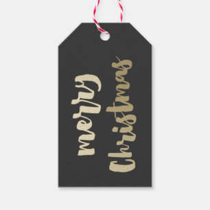 Moderne handgeschriebene goldene Frohe Weihnachten Geschenkanhänger