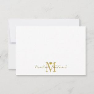 Moderne handgeschriebene Goldschrift-Monogramm Gol Mitteilungskarte