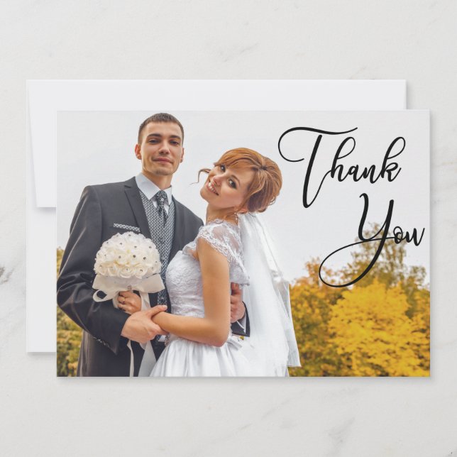 Moderne handgeschriebene Hochzeit 2 Foto Vielen Da Karte (Vorderseite)