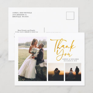 Moderne handgeschriebene Hochzeit Danke Postkarte