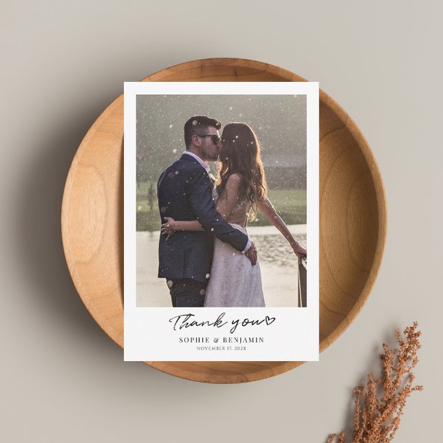 Moderne handgeschriebene Hochzeiten-Fotos Dankeskarte (Wedding Thank You Photo 2025 Note Card)