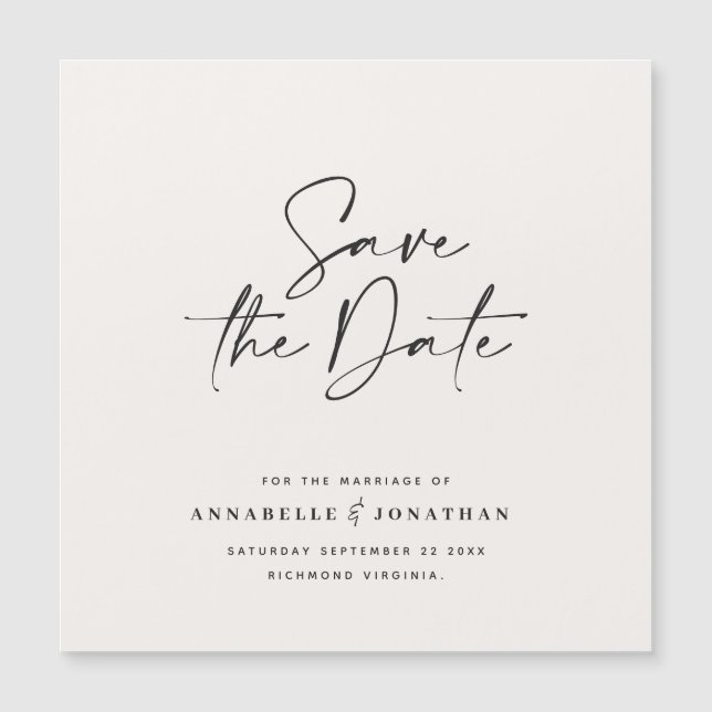 Moderne handgeschriebene Hochzeitsankündigung Magnetkarte (Vorderseite)