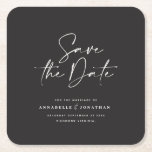 Moderne handgeschriebene Hochzeitsankündigung Rechteckiger Pappuntersetzer<br><div class="desc">Moderne klassische Typografie kühn Hochzeit speichern die Dattelkarte. Mit moderner,  eleganter Typografie und gestreiftem Backer-Design. Farben können individuell angepasst werden.</div>