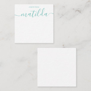 Moderne handgeschriebene Kalligrafie Einfache Aqua Mitteilungskarte