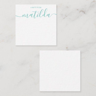 Moderne handgeschriebene Kalligrafie Einfache Aqua Mitteilungskarte