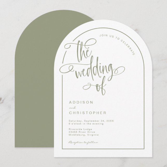 Moderne handgeschriebene Kalligrafie-Skripte Hochz Einladung (Vorne/Hinten)