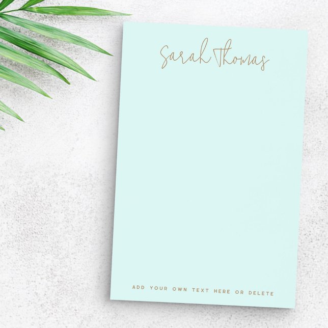 Moderne handgeschriebene Namen in hellblau Post-it Klebezettel (Modern handwritten name light aqua blue post-it notes)