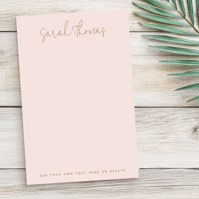 Moderne handgeschriebene Namen in leicht rosafarbe Post-it Klebezettel (Modern handwritten name light blush pink post-it notes)