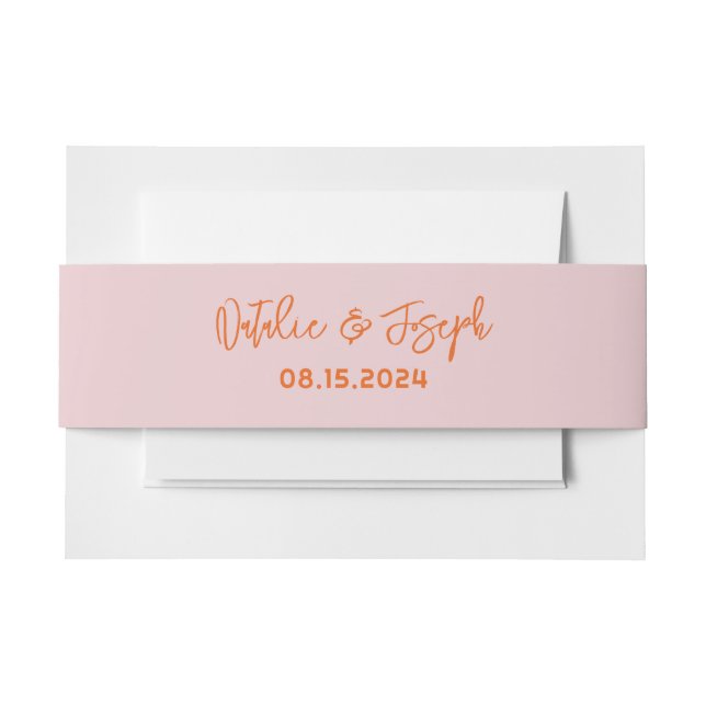 Moderne handgeschriebene Orange Pink Funky Retro W Einladungsbanderole (Vorderseite Beispiel)