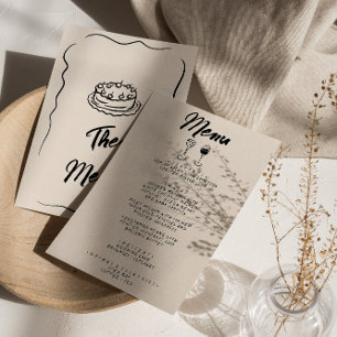 Moderne handgeschriebene retro skurrile Hochzeit Menükarte