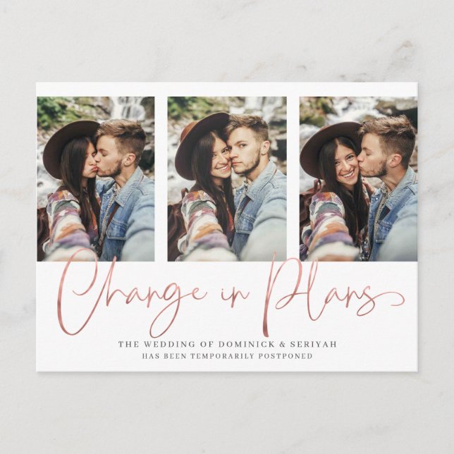 Moderne handgeschriebene Rose Gold-Hochzeit Postkarte (Vorderseite)