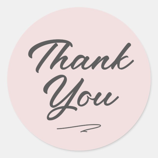 Moderne handgeschriebene Schrift Danke, Blush Pink Runder Aufkleber (Vorderseite)