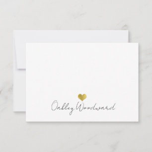 Moderne handgeschriebene Schrift Name Gold Herz Mitteilungskarte