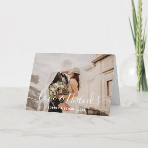 Moderne handgeschriebene Schriftart Foto Hochzeit  Dankeskarte