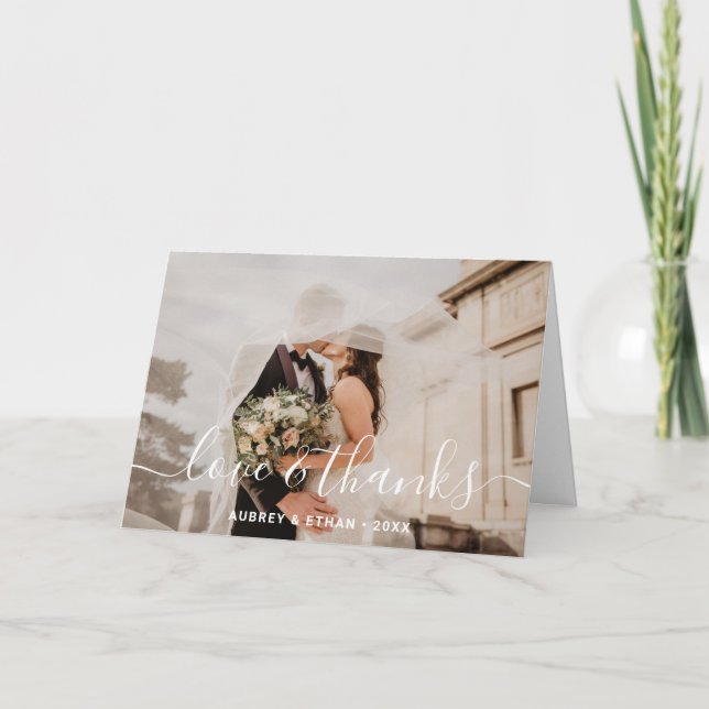 Moderne handgeschriebene Schriftart Foto Hochzeit  Dankeskarte (Vorderseite)