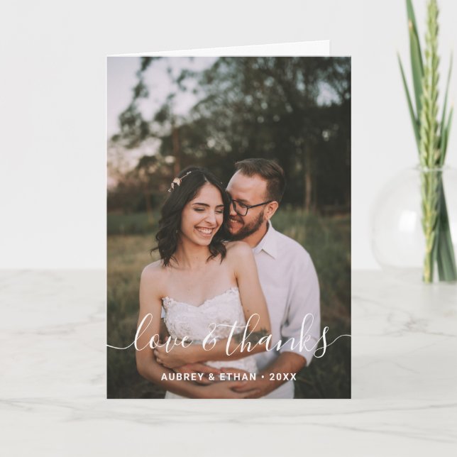 Moderne handgeschriebene Schriftart Foto Hochzeit  Dankeskarte (Vorderseite)