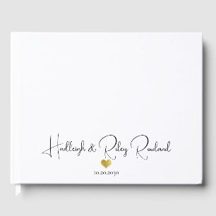 Moderne handgeschriebene Schriftart Name Gold Herz Gästebuch