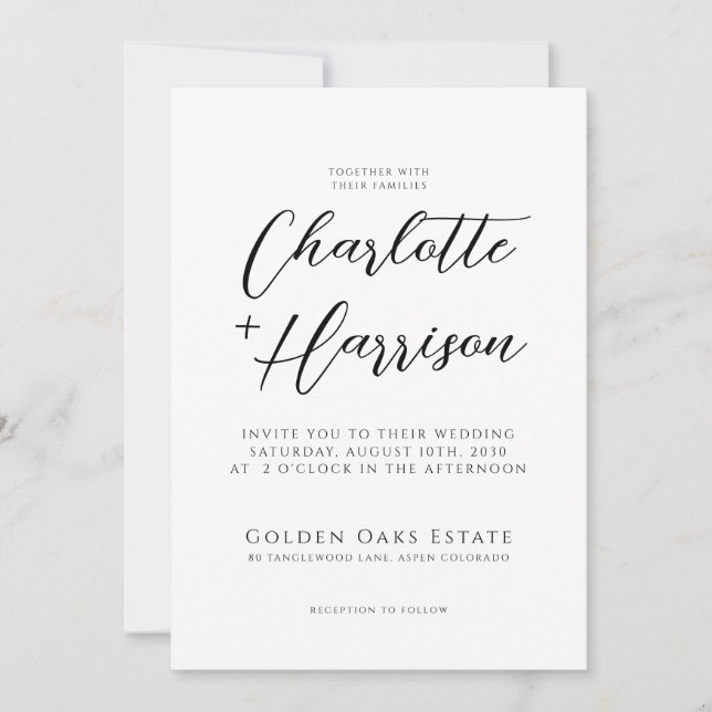 Moderne handgeschriebene Script-Foto-Hochzeit Einladung (Vorderseite)
