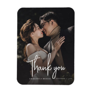 Moderne handgeschriebene Script-Foto-Hochzeit Magnet