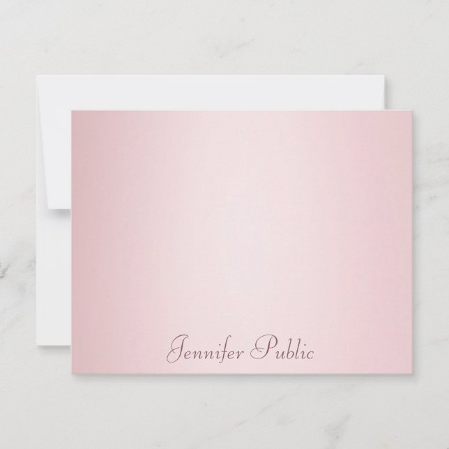 Moderne handgeschriebene Script-Rose Gold Moderne  Mitteilungskarte (Vorderseite)