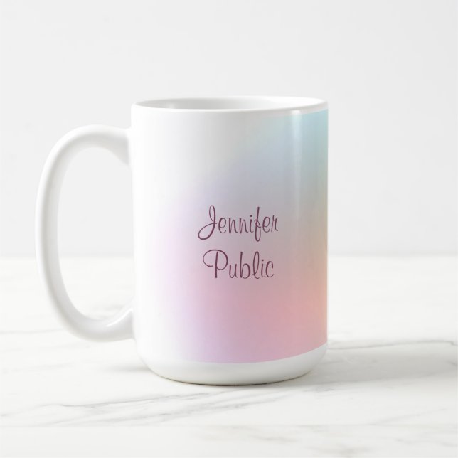 Moderne, handgeschriebene Skripte Elegante Farbenf Kaffeetasse (Links)