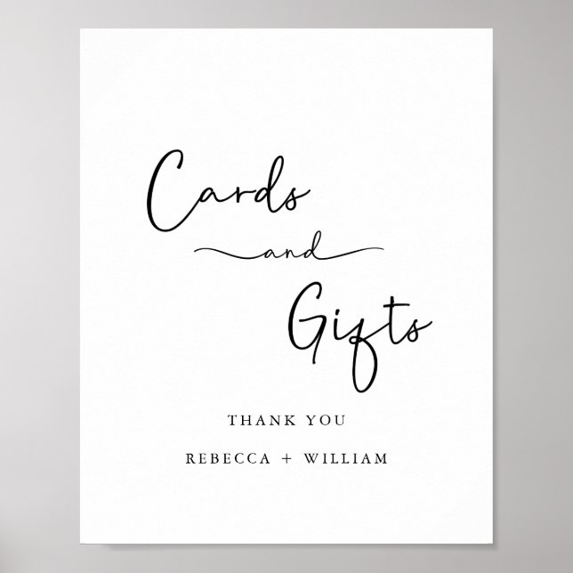 Moderne handgeschriebene Skriptkarten und Geschenk Poster (Vorne)