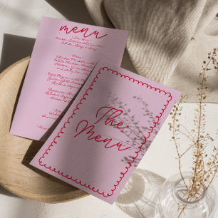Moderne handgeschriebene skurrile Retro-Hochzeit Menükarte