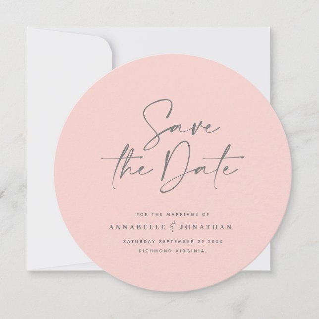 Moderne handgeschriebene Typografie Hochzeit rosa  Save The Date (Vorderseite)