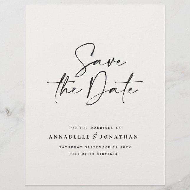 Moderne handgeschriebene Typografie Hochzeitbudget Flyer (Vorne)