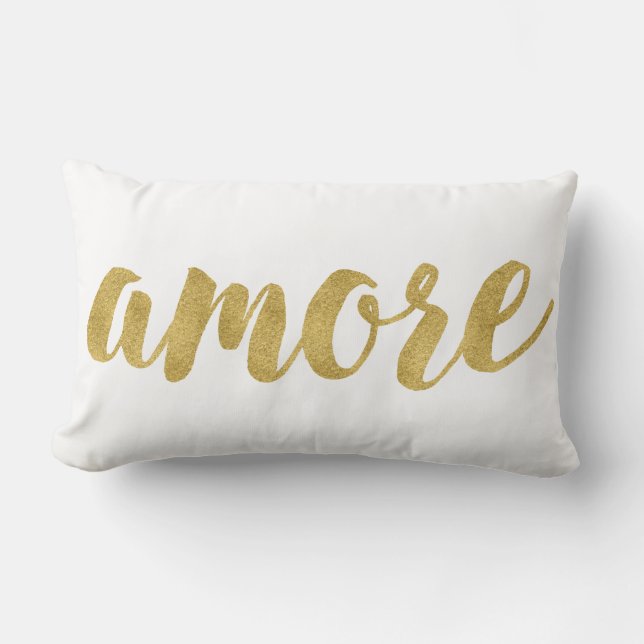 Moderne handgeschriebenes Gold Italienisch mehr de Lendenkissen (Vorderseite)