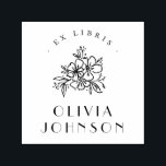 Moderne handgezeichnet florale Ex Libris Custom Permastempel<br><div class="desc">Moderne,  handgezeichnet florale Ex Libris individuelle Selbstfarben-Briefmarke. Diese Briefmarke zeigt handgezeichnet Blume mit "Ex libris",  die oben gebogen sind und Ihren Namen in minimalistischer Sans-Serif Typografie am unteren Ende.</div>