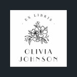 Moderne handgezeichnet florale Ex Libris Custom Permastempel<br><div class="desc">Moderne,  handgezeichnet florale Ex Libris individuelle Selbstfarben-Briefmarke. Diese Briefmarke zeigt handgezeichnet Blume mit "Ex libris",  die oben gebogen sind und Ihren Namen in minimalistischer Sans-Serif Typografie am unteren Ende.</div>
