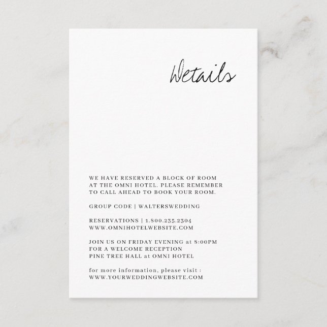 Moderne handGezeichnet Hochzeitskarte Begleitkarte (Vorderseite)