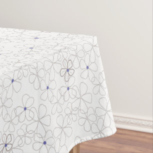 Moderne handgezeichnet Taupe Periwinkle Blume Tischdecke