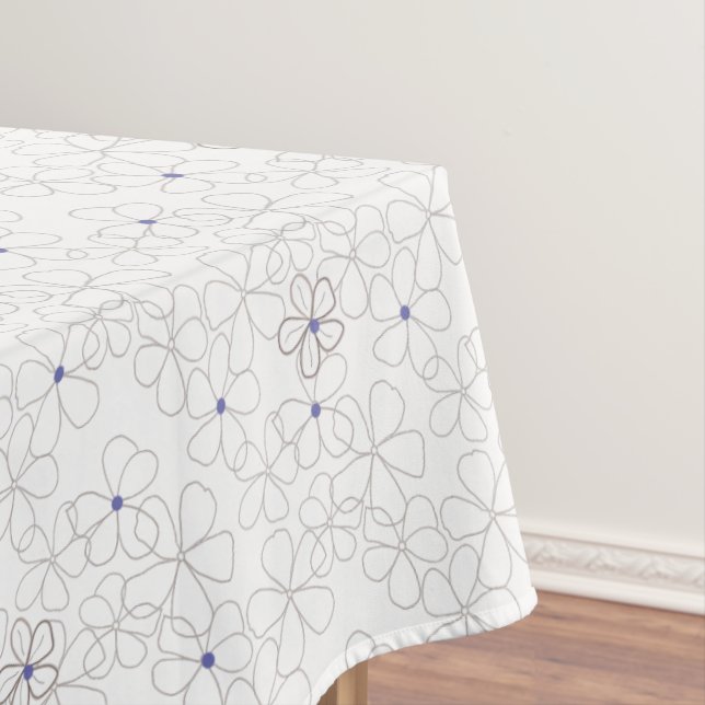 Moderne handgezeichnet Taupe Periwinkle Blume Tischdecke (Beispiel)