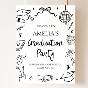 Moderne handgezeichnete Bogengratulationsparty-Wil Poster