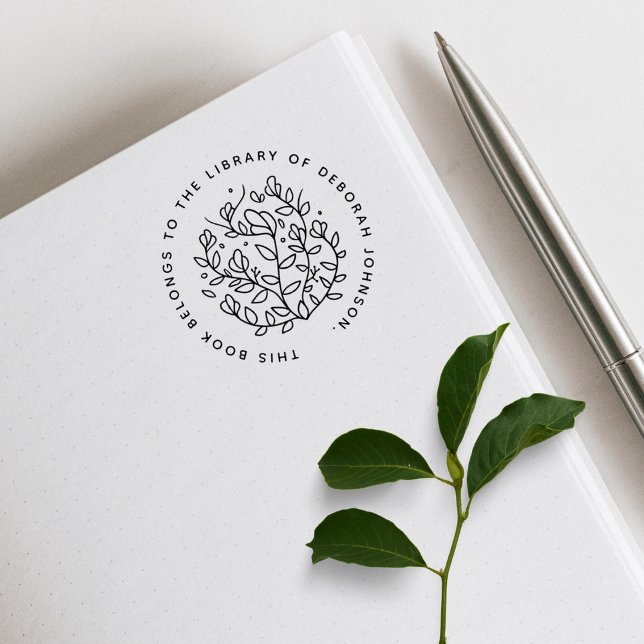 Moderne handgezeichnete botanische Bibliotheksbuch Gummistempel (Von Creator hochgeladen)