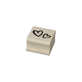Moderne Handgezeichnete Brush-Herzen | Holzmotiv Gummistempel